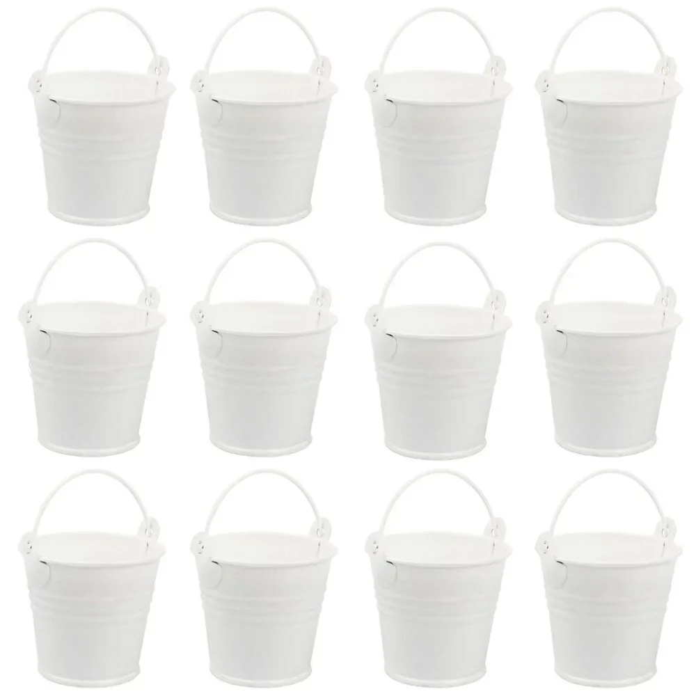 18 Pcs White metal Bucket Party Favors Buckets Garden Planters